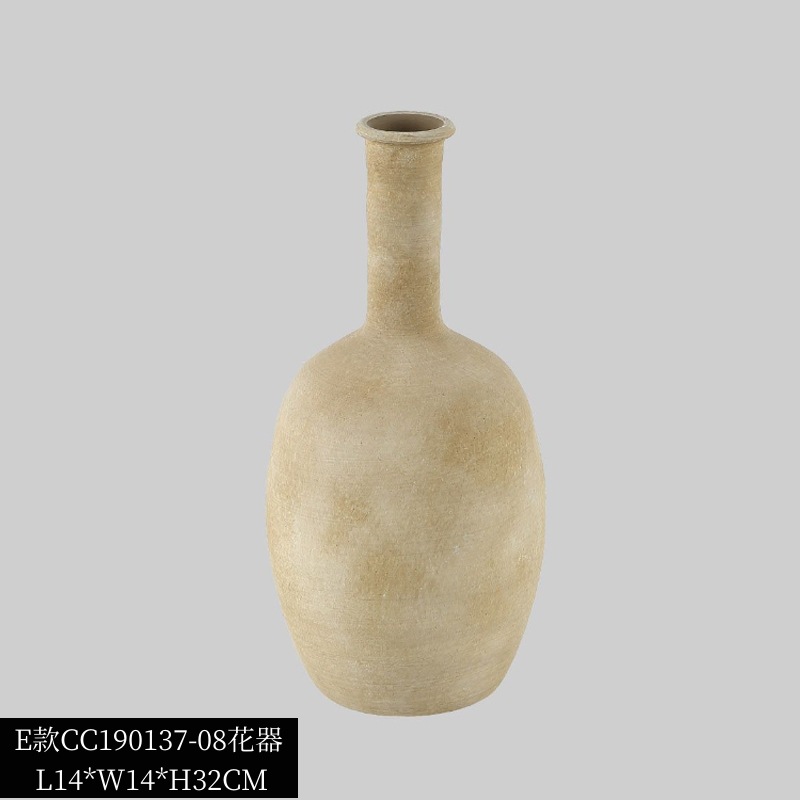 寂しい風のモランディ色の陶磁器の花瓶の家庭の見本の部屋の民宿の食卓の柔らかい服の乾いた花の器の装飾の置物