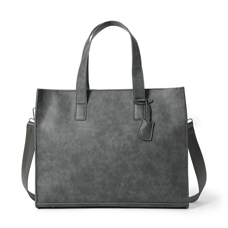 Shoulder Bag Unisex Polyurethane Tote, Korean City Style with Zipper, 41×33×10 cm
