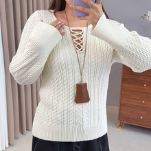 2025年新胖mm大码女装镂空设计感打底针织衫胖妹妹毛衣秋冬F582