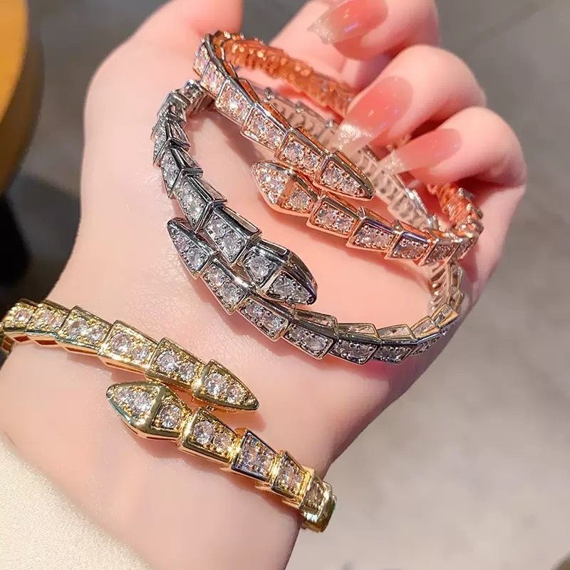 Snake-Shaped Bracelet, Zircon Multi-Circle Niche Design Bracelet, Snake Bone Minimalist Full Diamond Cross-Border European and American Personalized Wholesale Snake-Shaped Bracelet, Zircon Multi-Circle Niche Design Bracelet, Snake Bone Minimalist Full Diamond Cross-Border European and American Personalized Wholesale