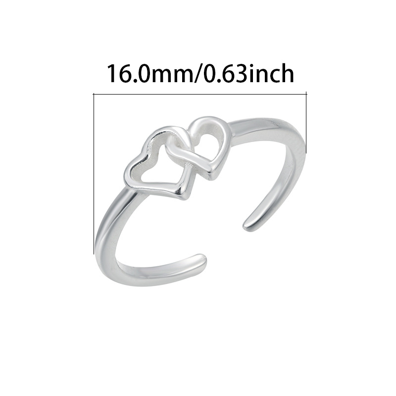 2g Weight Summer Beach Jewelry Ornament Toe Ring S925 Sterling Silver Hollow Double Love Women Foot Ring Beach Toe Ring