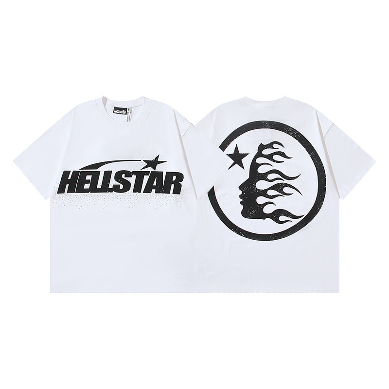 25ss 夏新作 Hellstar アメリカンファッション ハイストリート ウォッシュ加工 ダメージ加工 プリント ゆったり 半袖 Tシャツ 男女兼用|undefined