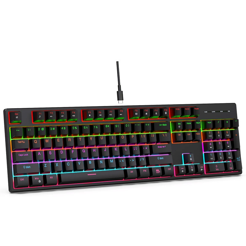 Настоящая механическая клавиатура от производителя, RGB, синие переключатели, пыле- и влагозащита, 104 клавиши, конкурентная металлическая клавиатура