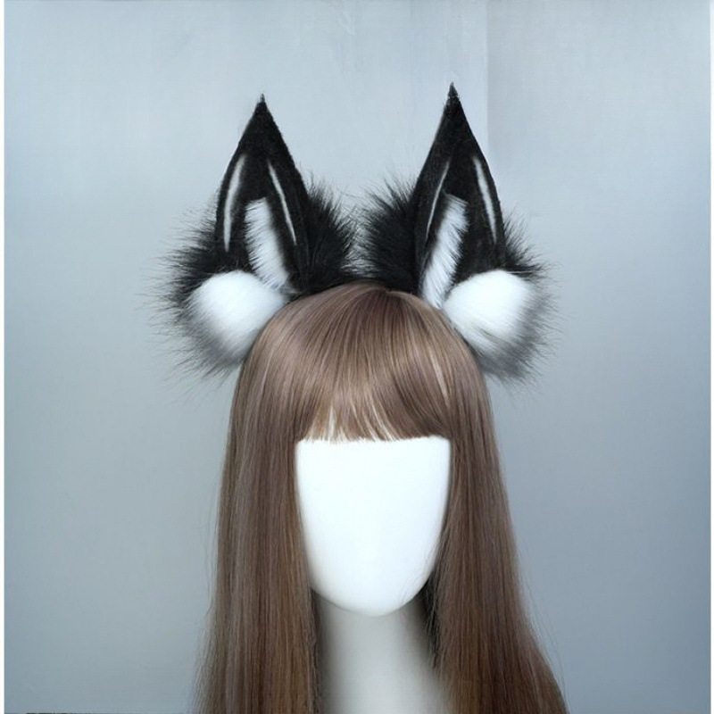ぬいぐるみ獣耳アクセサリーセット猫耳ヘアバンド猫耳オオカミ耳帽子オオカミテールオオカミフレンズ|undefined