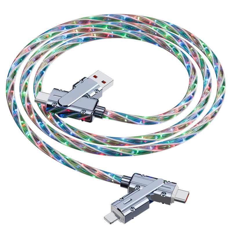 RGB 発光ケーブル PD60W 亜鉛合金 2 対 2 星空カラフルなストリーマーフォーインワン超高速充電データケーブルフラッシュ|undefined