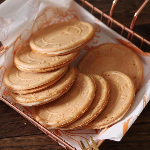 French crepe cream sandwich cookies, happy cake pastry thin crispy snacks bulk fried pancakes crisp gifts
