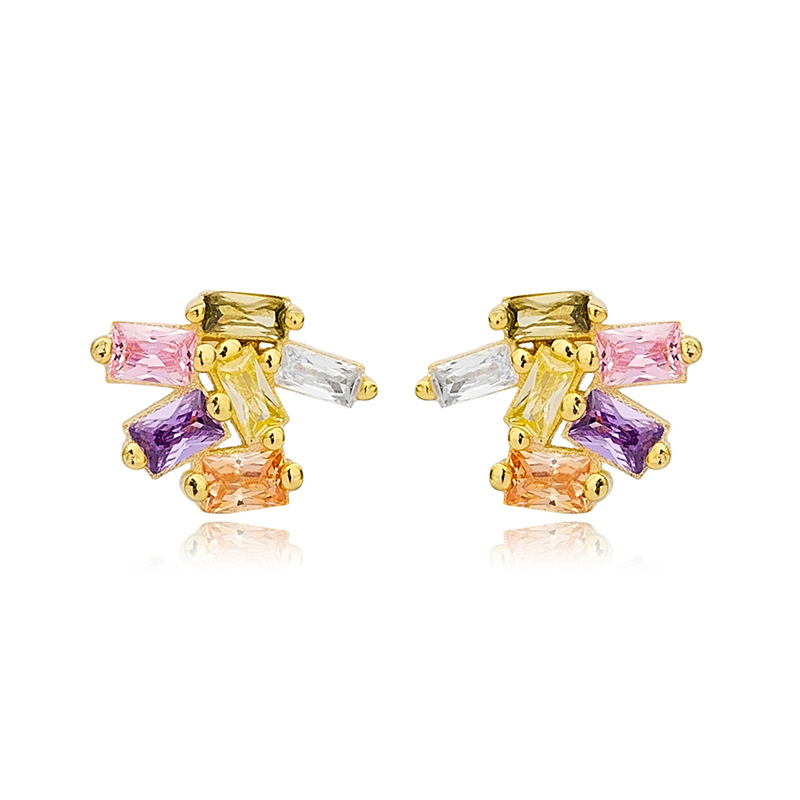 0.03µm-0.05µm Gold Plating Thickness 1 Pair Streetwear U Shape Waves Heart Shape Inlay 925 Sterling Silver Copper Zircon Drop Earrings Ear Studs
