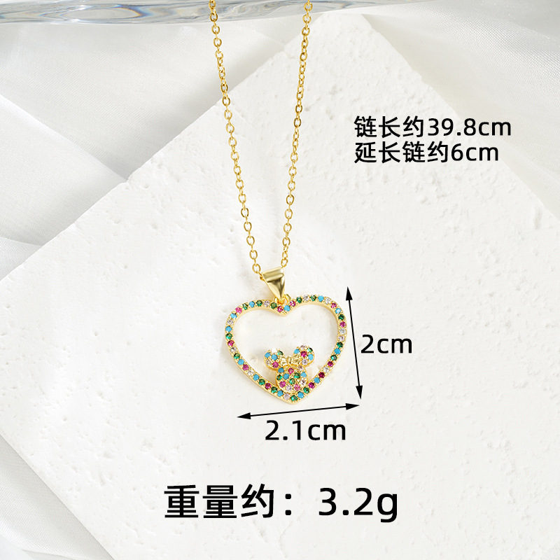 Nuevo collar de oro de arena vietnamita, lujo ligero, circonio, hueco, pendientes de amor de Mickey Mouse, temperamento femenino, joyas que no se desvanece durante mucho tiempo