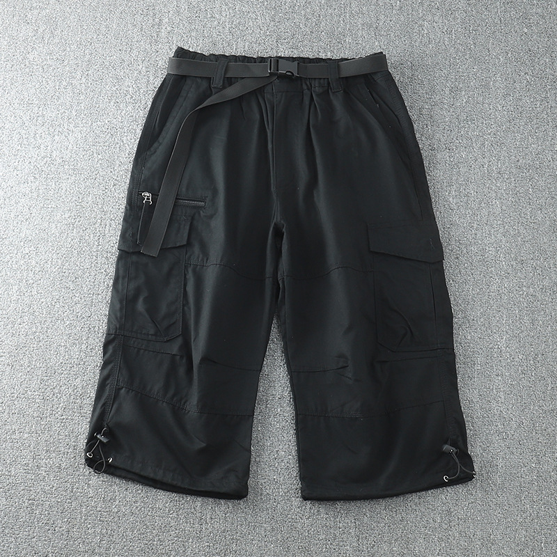 Exportación de comercio exterior pantalones recortados hombres sueltos más gordos de talla grande monos pantalones casuales americanos de algodón puro estilo fino de verano