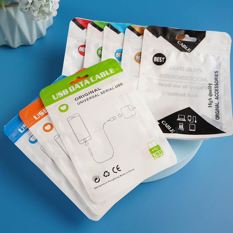 Factory Wholesale Mobile Phone Accessories USB Cable Self-Sealing Bag Charging Head Data Cable Packaging Bag