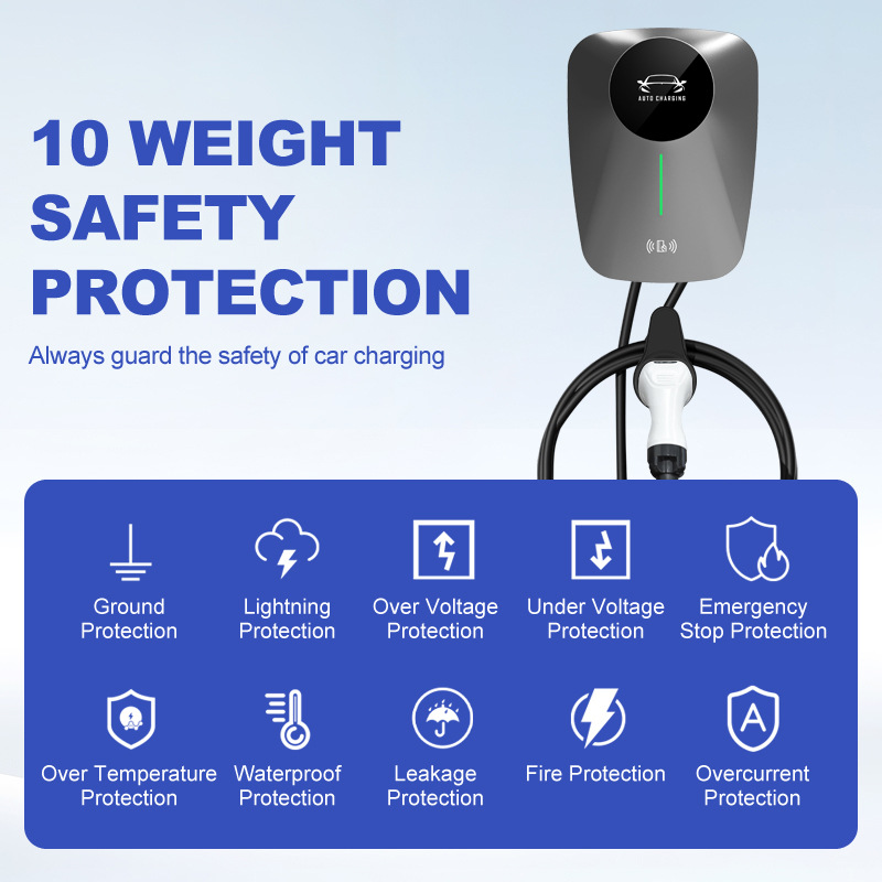 Type2 European Standard 7Kw Ac Charging Station 11Kw 22Kw European Standard Home Charger Wall-Mounted Ac Charging Station