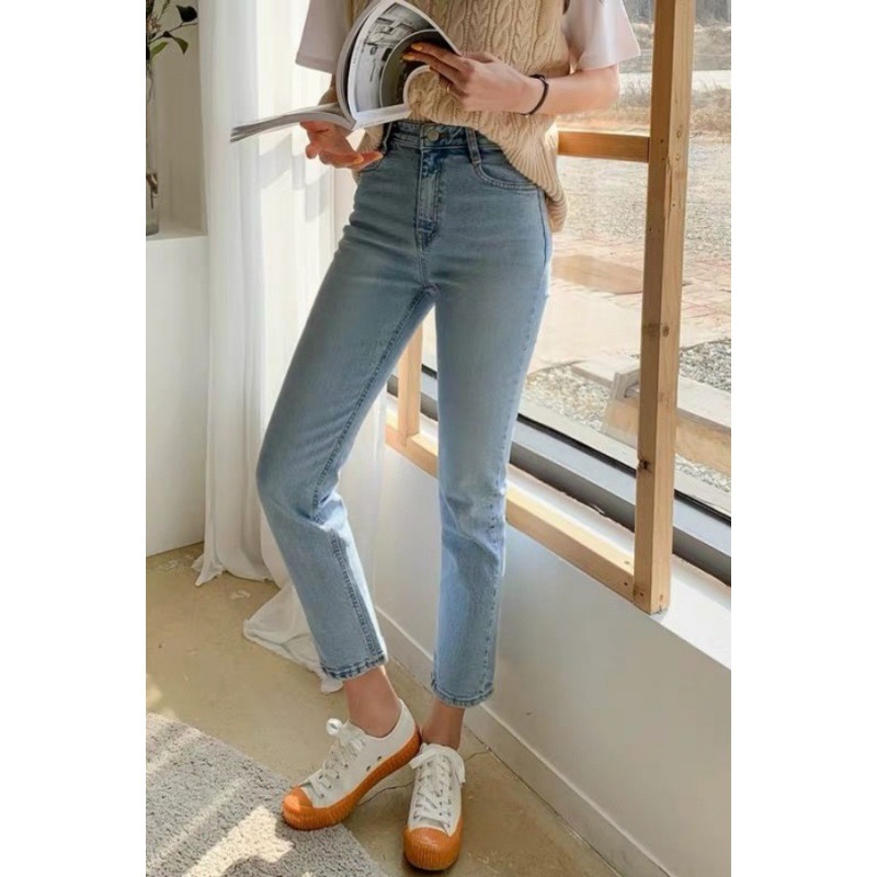 Nine points Jeans Straight 2022 summer new pattern Thin section Easy Versatile Eighth Show thin Autumn trousers