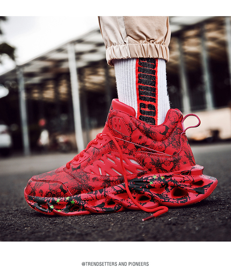 Esportes e lazer masculinos de inverno, tênis de corrida de basquete de cano alto para estudantes, tamanho grande_voghion.com