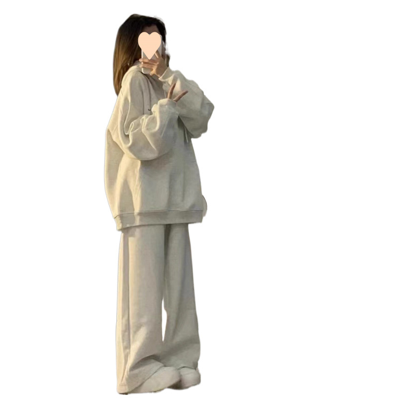 ActiveGo Korean Style Simple High-End Feel Sportswear Women, Loose Casual Hoodie Sweatpants, Two-Piece Set For Students In Autumn_desvips.com