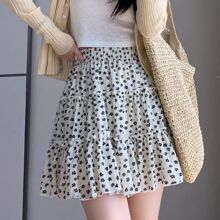 大码碎花半身裙女夏季2025新款小众收腰显瘦胖MM设计感A字短裙ins