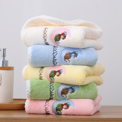Thick Hanging Towel Coral Fleece Household Cartoon Embroidered Absorbent Face Towel Gift Towel Wholesale
