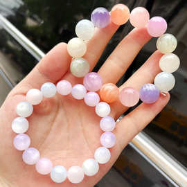 彩虹糖直播爆款紫外线UV光变彩色猫眼树脂手链海云母高温变色手串