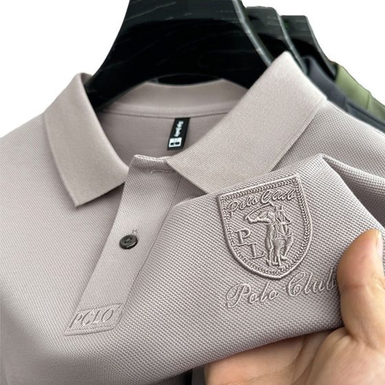 Short-sleeved polo shirt men's pullover top fashion lapel summer light business polo shirt men's short-sleeved T-shirt