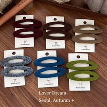 韩国秋冬新款针织布艺椭圆bb夹发夹 可爱刘海夹侧边夹儿童发饰女