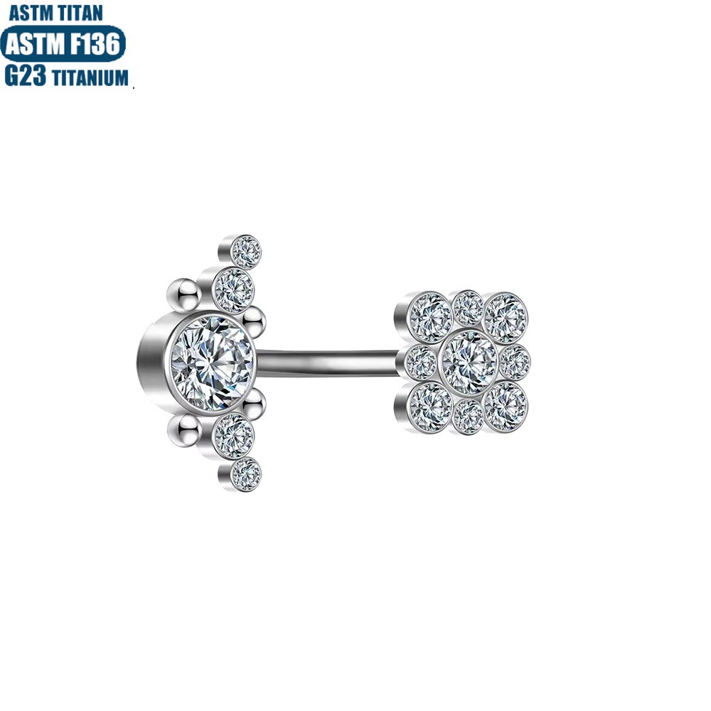 Silver pointed spike labret stud material detail