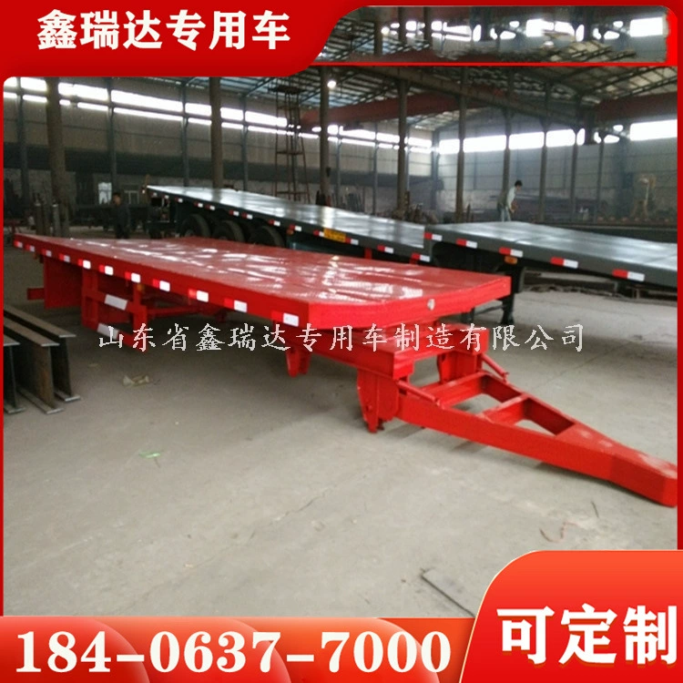 Массовое производство двухосного шарикового поворотного платформенного полуприцепа для перевозки 20-футовых контейнеров с полной платформой