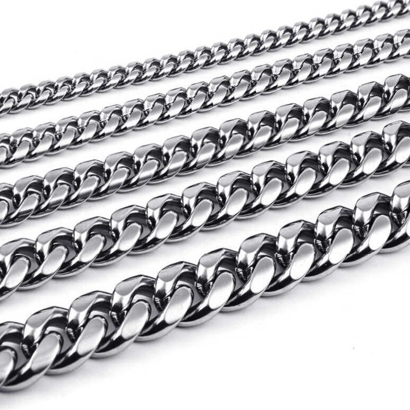Titanium Cuban Link Chain Necklace For Men Stainless Steel Jewellery_voghion.com