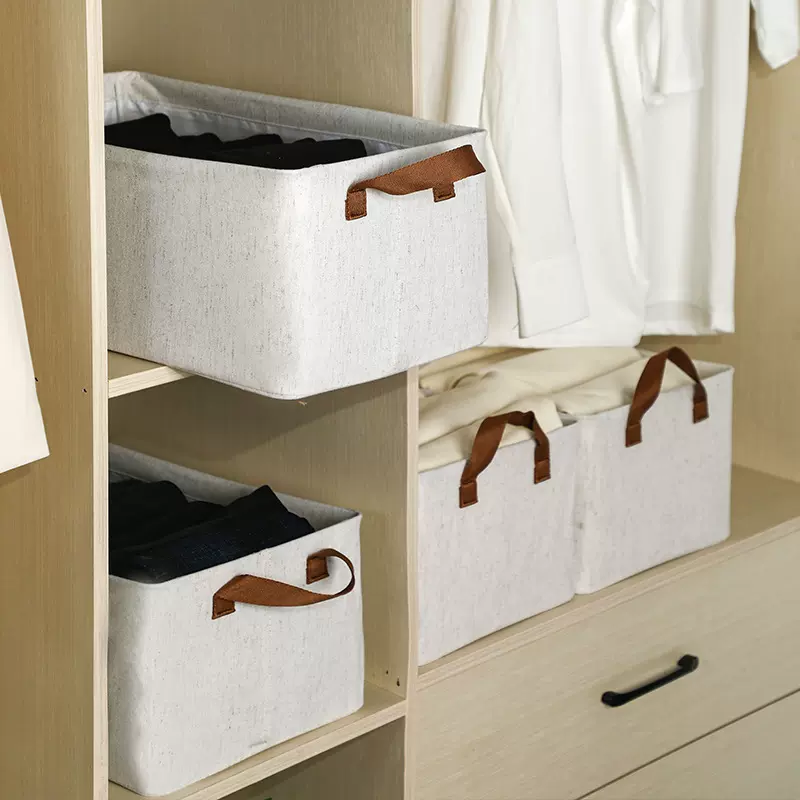 抖音爆款天山棉麻收纳筐手提收纳盒布艺衣服裤收纳整理筐一件代发