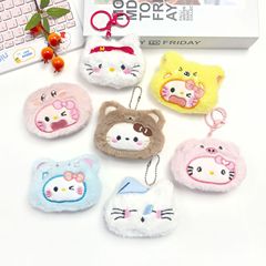 吱吱叫kt猫毛绒挂件头套包包钥匙扣diy胸针辅料hellokitty小挂件