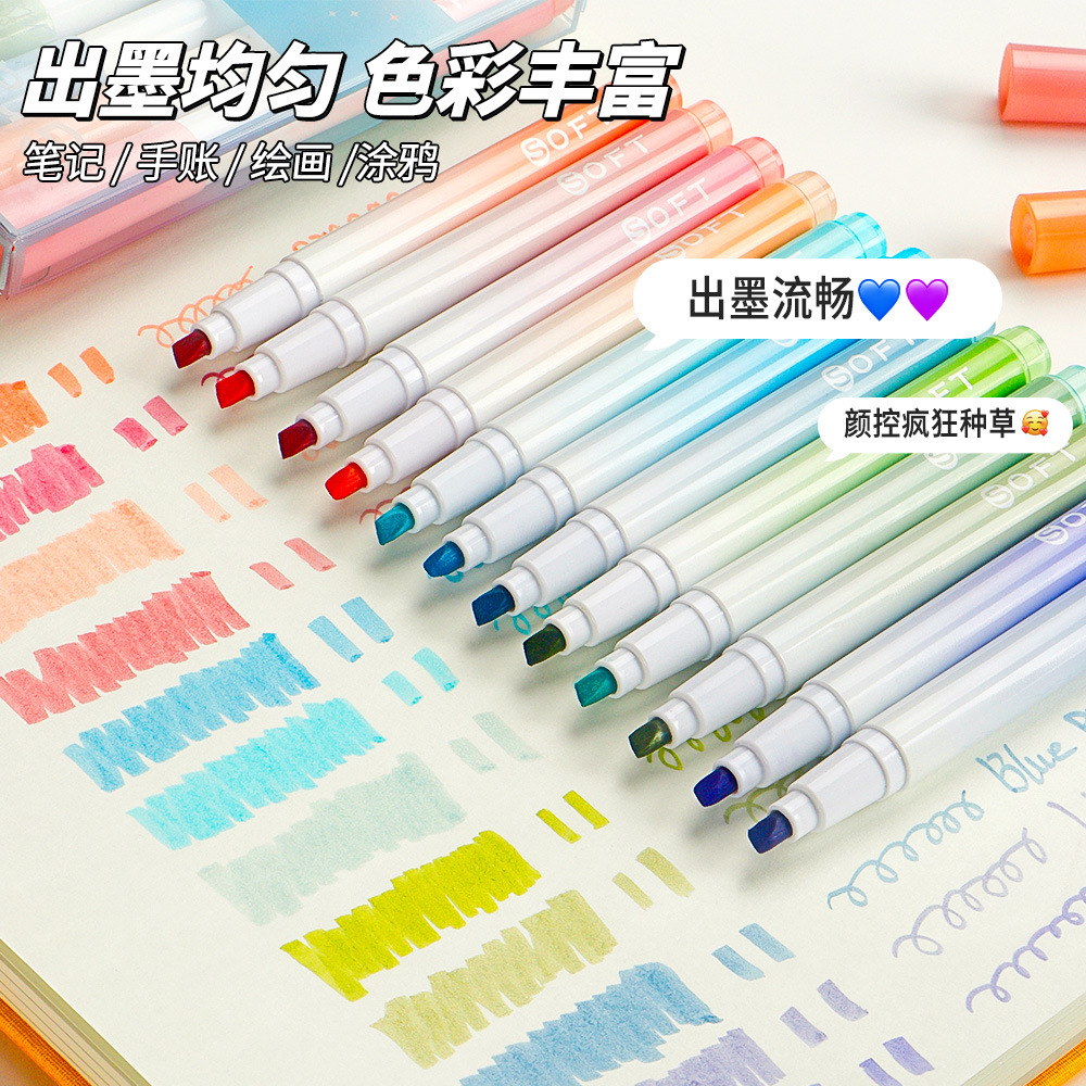 Conjunto de resaltador de color gradiente estudiantes de marca de resaltador de gran capacidad de bolígrafo creativo al por mayor