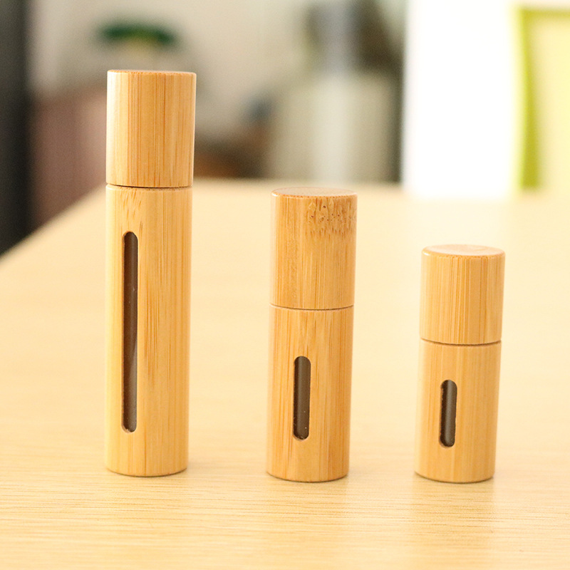 Botella de rodillo de madera de bambú grano de madera 3ml5ml10ml botella de cuentas de bambú cubierta de bambú botella de aceite esencial botella de bambú botella de Bambú