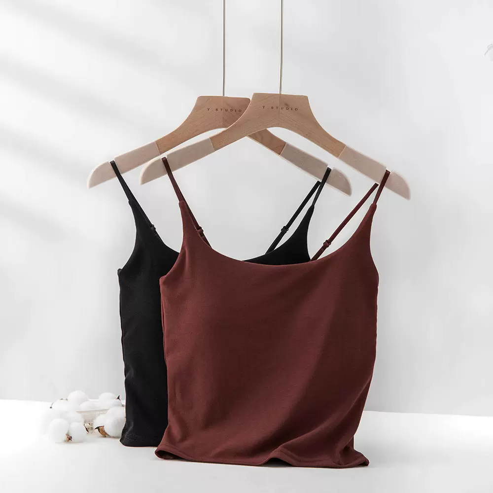 红色吊带带胸垫背心女夏外穿美背文胸一体遮副乳内搭打底抹胸上衣