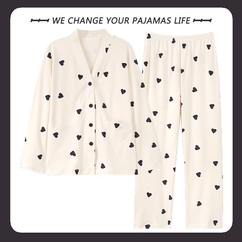 Venta al por mayor transfronteriza de nuevos pijamas de primavera, cardigan de manga larga de algodón de imitación para mujer, traje de servicio a domicilio de temperamento casual simple de alta gama