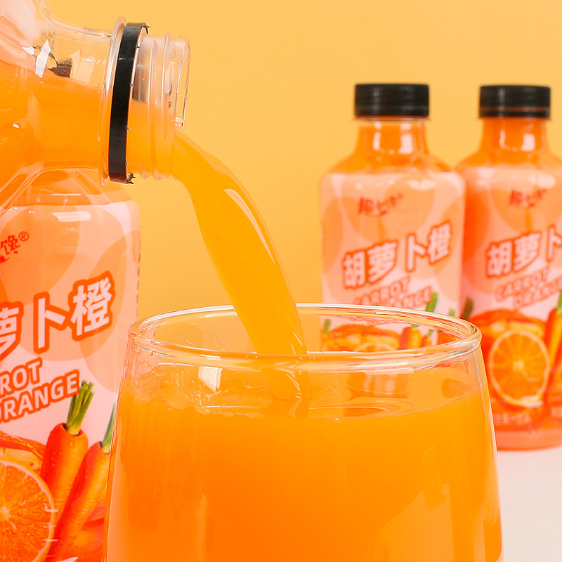 Wholesale of low sugar thirst quenching fruit flavored drink in a whole box of 310ml*8 bottles for internet celebrity orange juice carrot juice drink 