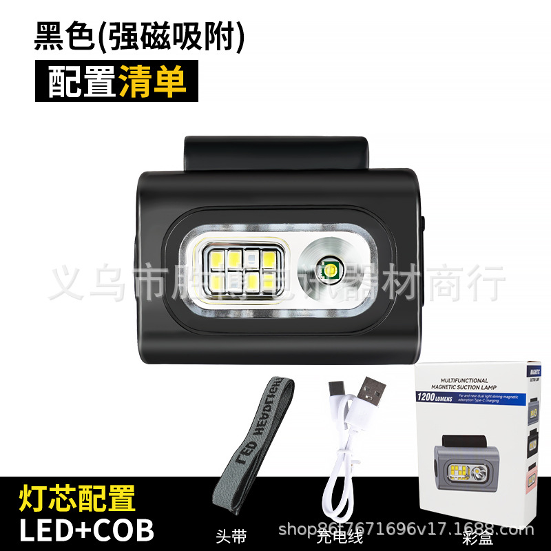 Lámpara de clip de chaqueta al aire libre transfronteriza multifunción camping pesca nocturna Lámpara de cabeza de carga USB Luz fuerte remoto LED faro