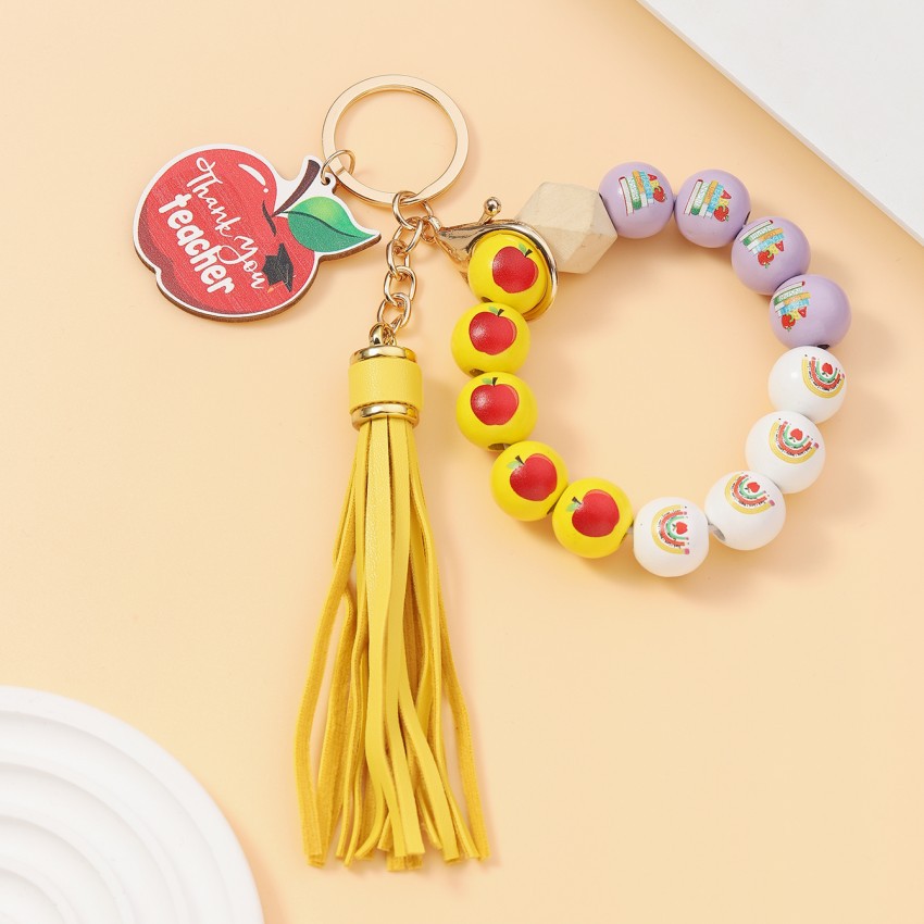 35g Weight Keychain Classification 1 Piece Quantity School, Graduation Occasion Acrylic, Wood Material Teachers' Day Festival Book, Letter, Tassel Pattern Unisex Gender Beaded Design Modern Style Style Modern Style Book Letter Tassel Arylic Wood Beaded Teachers' Day Unisex Keychain 2