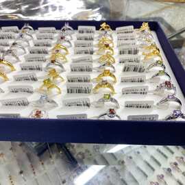 韩版镶钻潮流女戒指天然水晶铜镶嵌戒指 时尚饰品 精品店货源