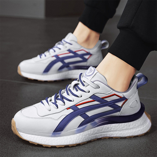 New casual popcorn men's shoes, versatile sports shoes with leather and fabric, spring and summer casual shoes, personalized breathable dad shoes