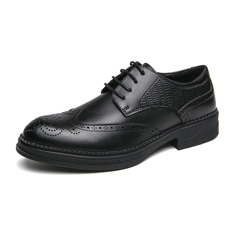 Hombres de cuero de vaca Bloc tallado zapatos de cuero otoño-invierno 2024 hombre vestido de negocios de suela gruesa zapatos de boda
