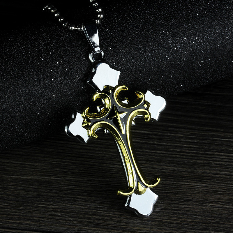 Jewelry Electroplated Drip Oil Cross Pendant Necklace_voghion.com