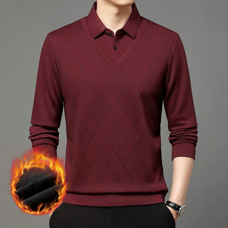 Мужская одежда плюс бархат подделка два мужских осенних и зимних новых поло
