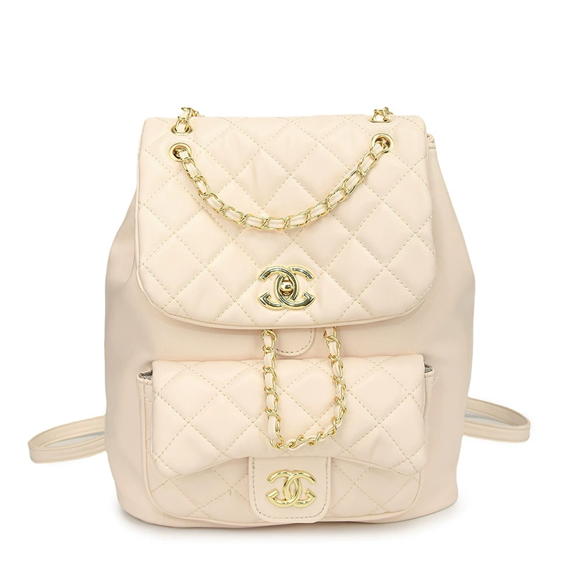 Стёганый рюкзак (в стиле Chanel) с цепочкой, вместительный городской, декоративная малая цепь