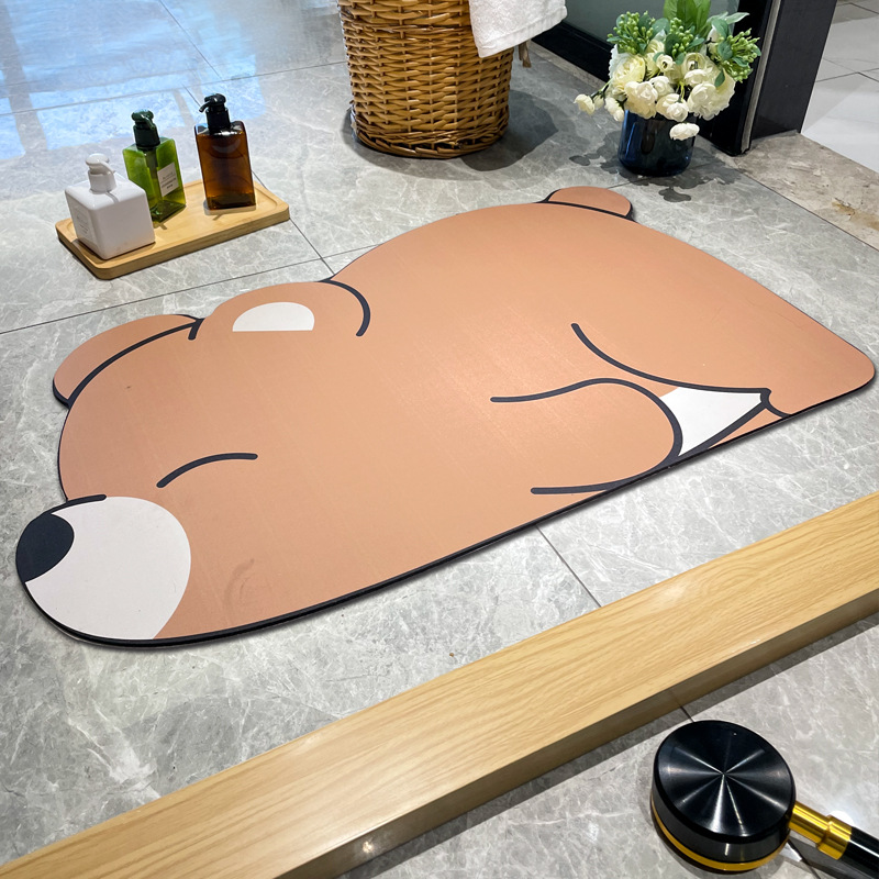 Cartoon panda Shower Room non-slip mat wholesale toilet carpet TOILET door mat Soft rubber Diatom mud Mat