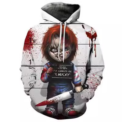 European and American Halloween Christmas Night Cry Series Sweater 3D Digital Printing Hooded Sweater Men's Cosplay Around