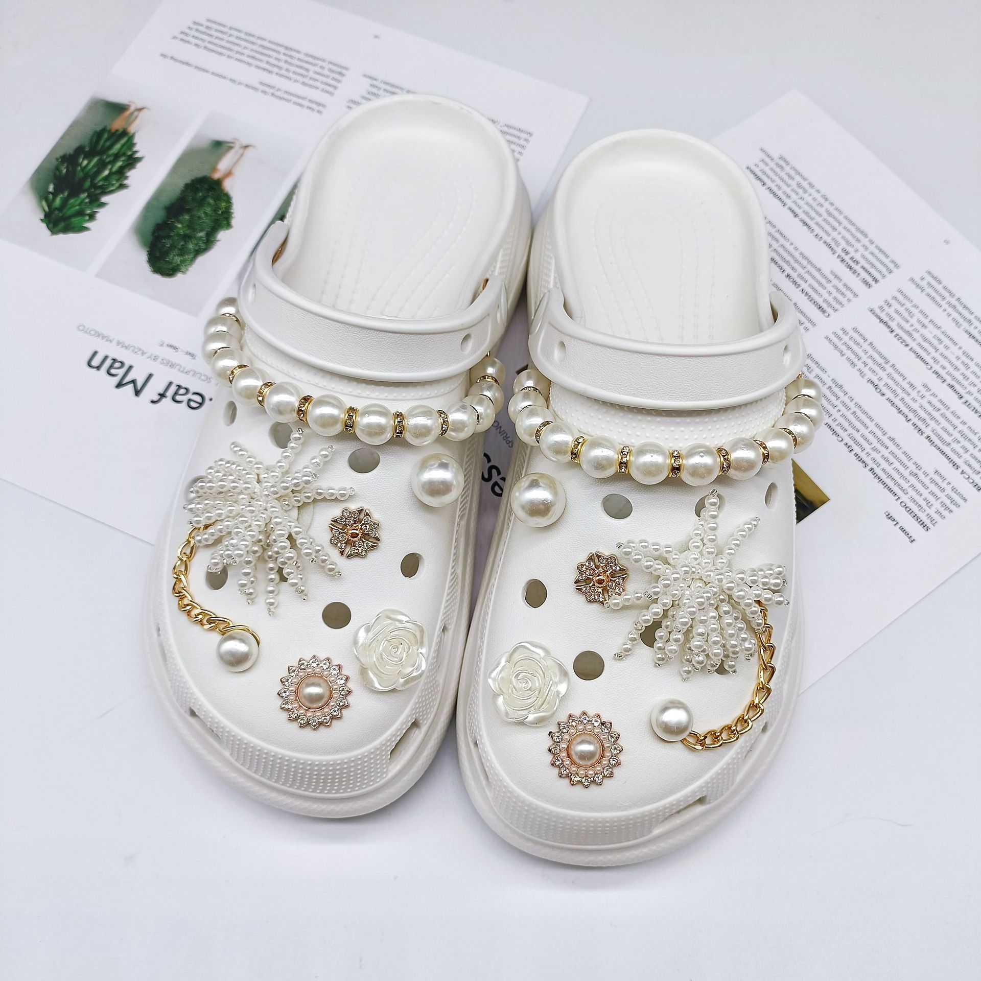 Pearl Flower Diy Eva Sandals Removable Shoe Buckle Hole Shoes Accessories display picture 3