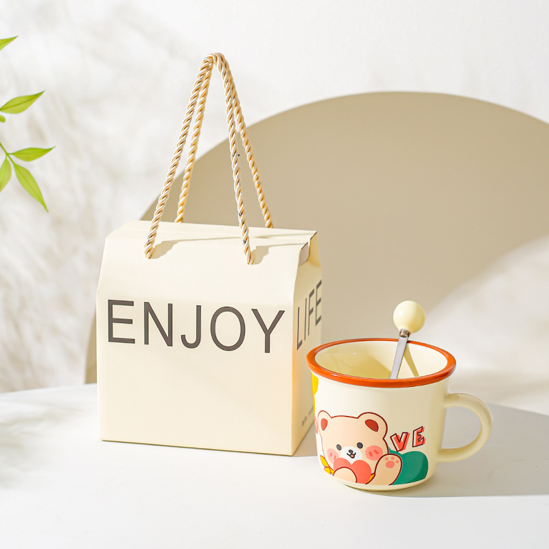 Diseño de nicho de oficina taza de agua, taza de dibujos animados, taza de marcas de animales, taza de desayuno de leche para parejas