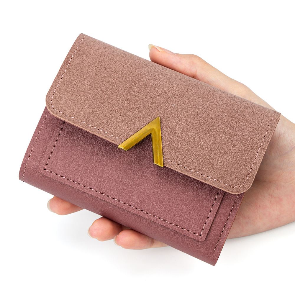Nuevo estilo coreano simple de las mujeres cartera corta de gran capacidad chica estudiante cartera pequeña tarjeta titular de la moneda monedero