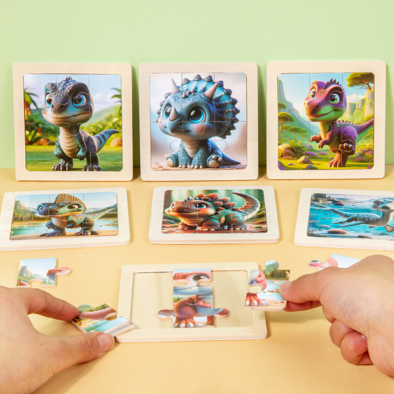 Rompecabezas de madera de los niños dinosaurio animal océano bebé iluminación cognitiva rompecabezas juego educación temprana juguetes educativos