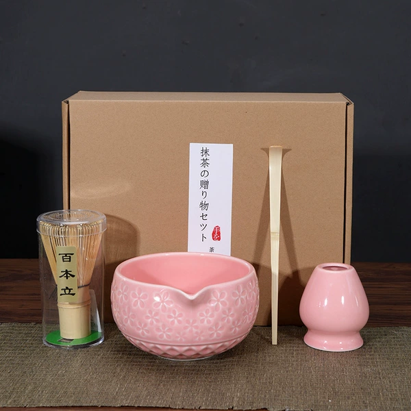Fuchsia matcha, tea cup, set, 4 pieces