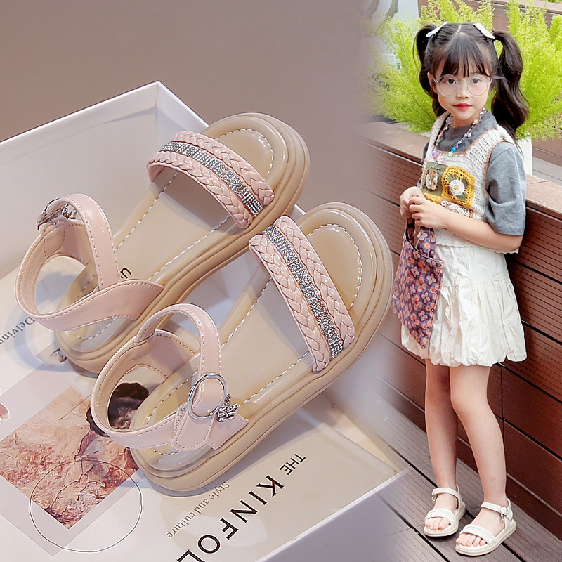 Zapatos romanos de suela suave para niños 2026 verano nuevos zapatos de playa de moda para niñas, zapatos de princesa de dedo abierto para niños grandes image 4