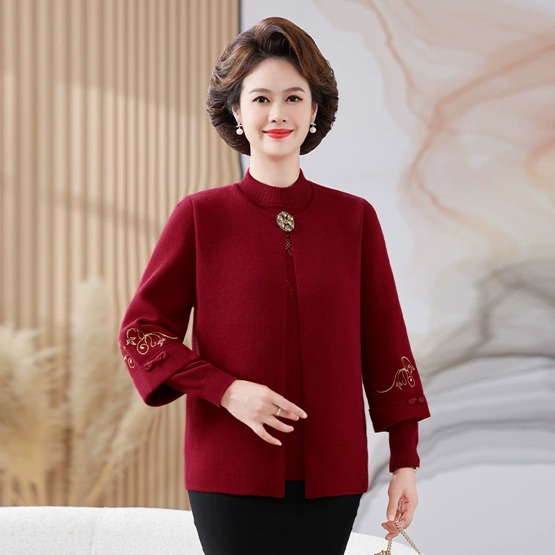 Мама осень и зима толстый красный трикотаж из двух частей